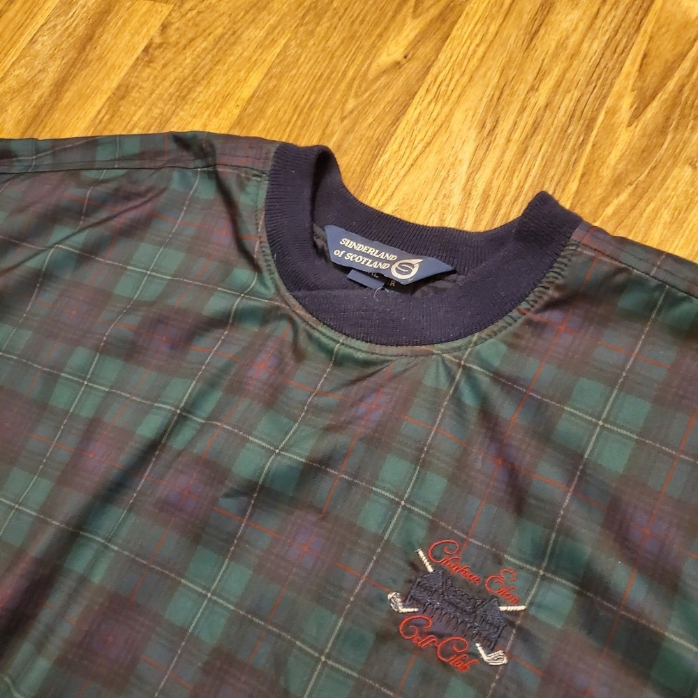 Vintage 90s Golf Windbreaker Jacket Men 2XL Green Plaid Sunderland of Scotland